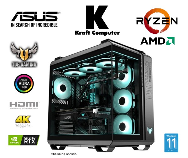 ASUS TUF Gamer PC, AMD Ryzen 9 9900X (12x5,60GHz), DDR5, 1000GB M.2, RTX Grafik