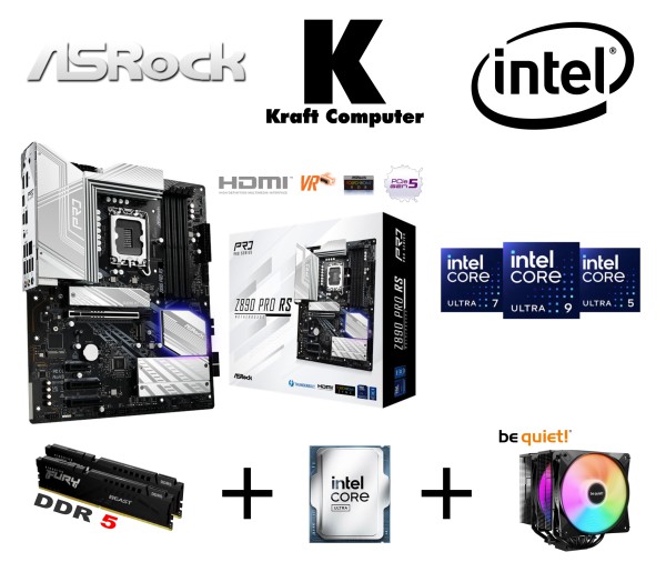 PC Bundle Intel Core Ultra 7 265KF (20x 3,9 bis 5,5GHz) + ASRock Z890 Pro RS