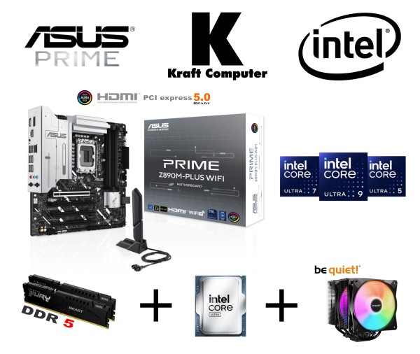 PC Bundle Intel Core Ultra 7 265KF (20x 3,9 bis 5,5GHz) + ASUS PRIME Z890M-PLUS WIFI