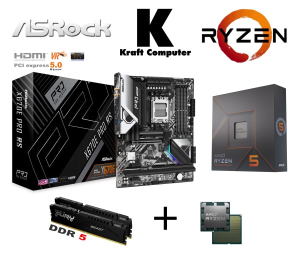 PC Bundle Ryzen 5 7600X (6x4,7GHz) + ASRock X670E Pro RS