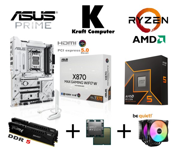 PC Bundle Ryzen 5 9600X (6x5,4GHz) + ASUS X870 MAX GAMING WIFI7 W