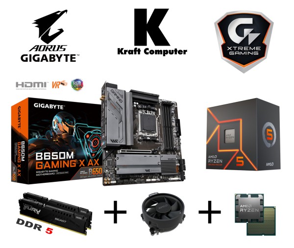 PC Bundle Ryzen 5 7600X (6x4,7GHz) + GIGABYTE B650M GAMING X AX