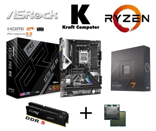 PC Bundle Ryzen 7 7700X (8x5,4GHz) + ASRock X670E Pro RS PC Bundle Ryzen 7 7700X (8x5,4GHz) + ASRock X670E Pro RS