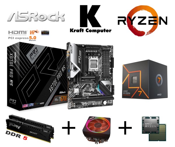 PC Bundle Ryzen 7 7700 (8x5,3GHz) + ASRock X670E Pro RS PC Bundle Ryzen 7 7700 (8x5,3GHz) + ASRock X670E Pro RS