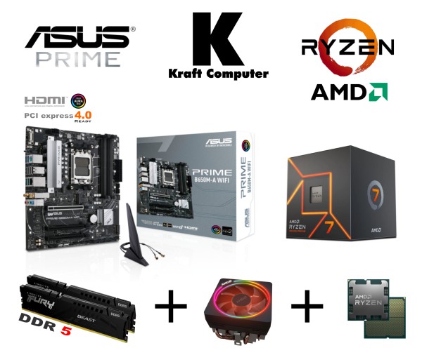 PC Bundle Ryzen 7 7700 (8x5,3GHz) + ASUS PRIME B650M-A WIFI