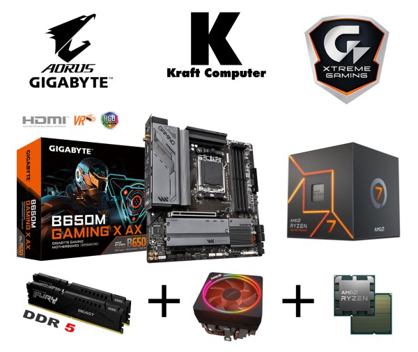 PC Bundle Ryzen 7 7700 (8x5,3GHz) + GIGABYTE B650M GAMING X AX