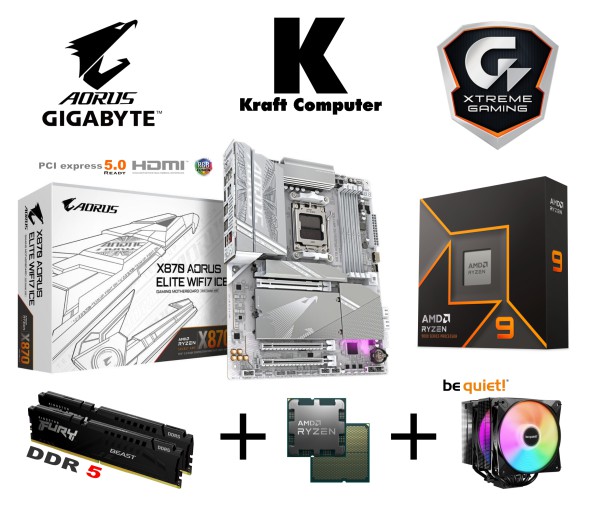 PC Bundle Ryzen 9 9900X (12x5,6GHz) + GigaByte X870 Aorus Elite WIFI7 ICE